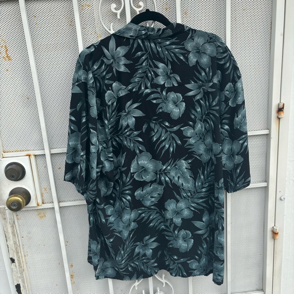 WF men's XXL silk short sleeve wood button up shirt straight bottom 1 pocket